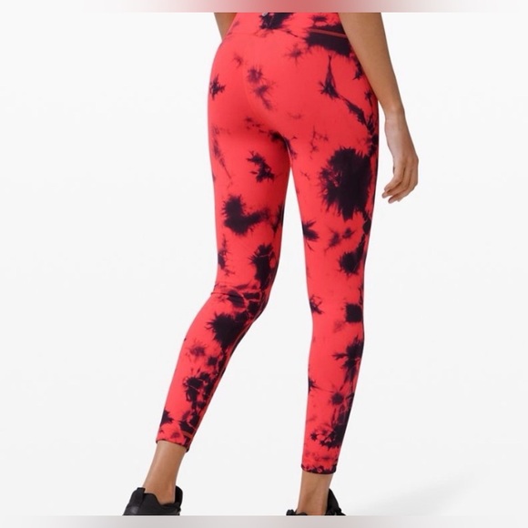 Lululemon Wunder Train High-Rise Tight 21” Tie Dye Carnation Red Black Size 10 - Picture 3 of 9